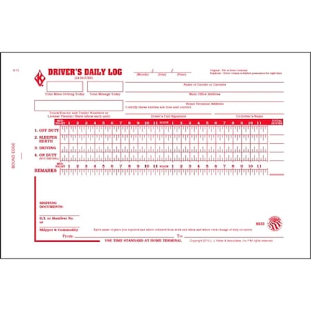 Jj Keller Drivers Logbook, w/Carbon 8533