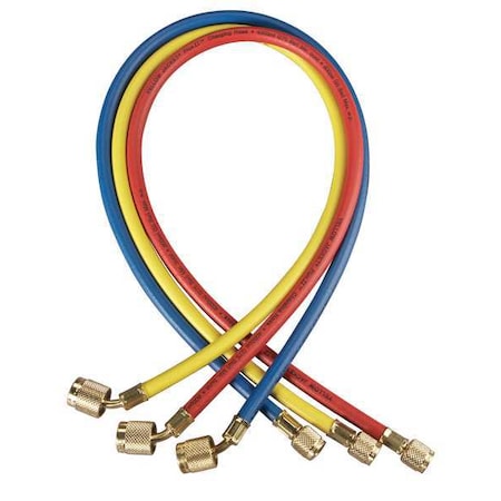 Yellow Jacket Manifold Hose Set, 48 In, Red, Yellow, Blue 22984