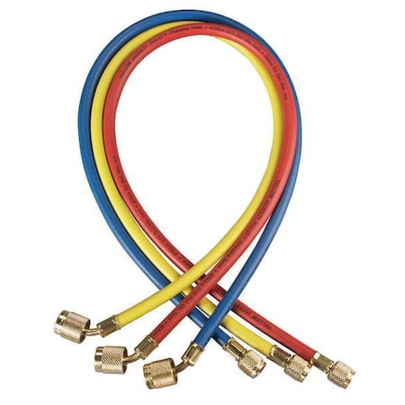 Yellow Jacket Manifold Hose Set, 72 In, Red, Yellow, Blue 22986