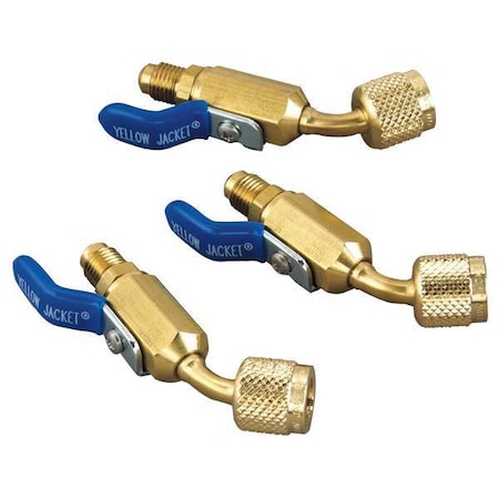 Yellow Jacket Ball Valve Adapter, 1/4 In MxF, 45 Deg, PK3