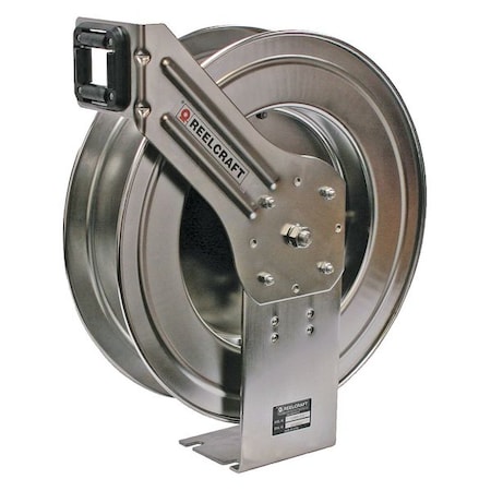 Reelcraft Spring Return Hose Reel, 3/8 in Hose Diameter, 70 ft Length, 300 psi Max. Pressure, Brass, Silver LC607 OLS