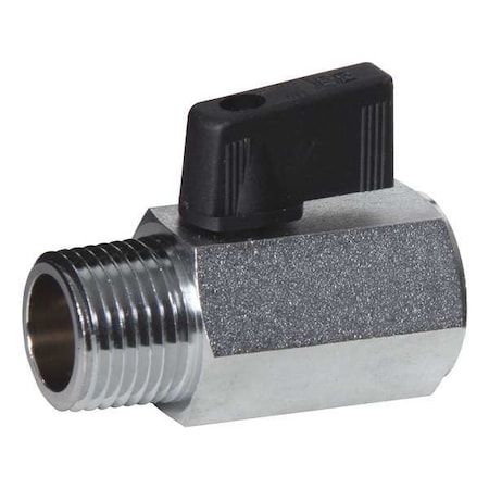 ZORO SELECT 1/2" FNPT x MNPT Nickel Brass Mini Ball Valve Inline G-CMV-50