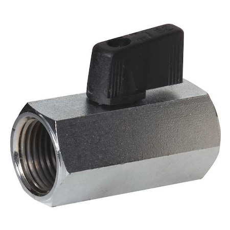Zoro Select 1/4" FNPT Nickel Brass Mini Ball Valve Inline G-CBV-25NL