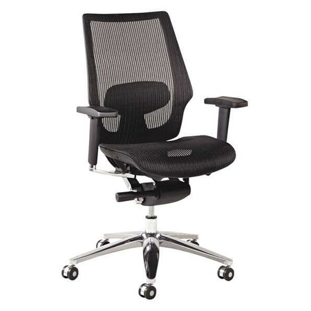 Alera Executive Chair, Mesh, 18-1/2" to 20-1/2" Height, Padded Arms, Black, Aluminum, Chrome ALEKE4218
