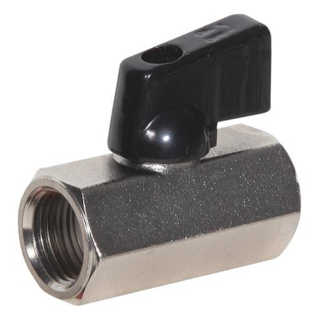 ZORO SELECT 1/4" FNPT Nickel Brass Mini Ball Valve Inline G-DCBV-25