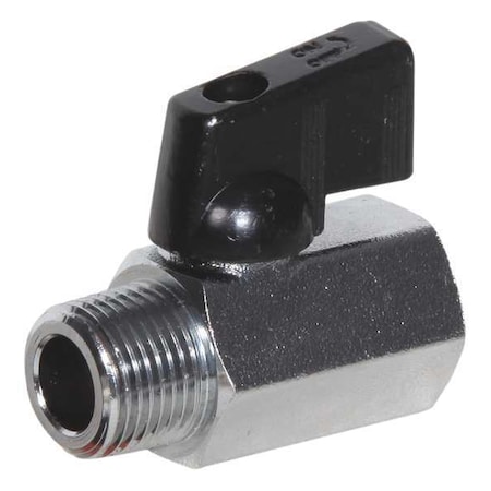 Zoro Select 1/2" FNPT x MNPT Nickel Brass Mini Ball Valve Inline G-DCMV-50