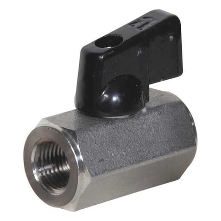 ZORO SELECT 1/4" FNPT Stainless Steel Mini Ball Valve Inline G-SSMF-25NL