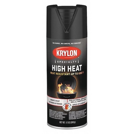 Krylon Spray Paint, Black, Flat, Solvent, 12 oz K01618777