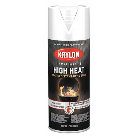 Krylon Spray Paint, White, Flat, Solvent, 12 oz K01505777