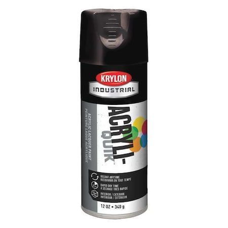 Krylon Industrial Spray Paint, Black, Gloss, Solvent, 12 oz K01601A07
