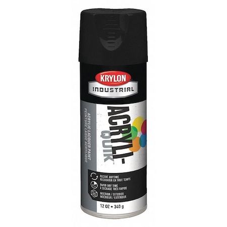 Krylon Industrial Spray Paint, Black, Semi-Flat, Solvent, 12 oz K01613A07