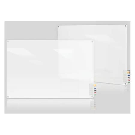 Ghent Dry Erase Board, Glass, 36 in, 48 in, No Frame Frame, Frosted White, Gloss HMYRN34FR