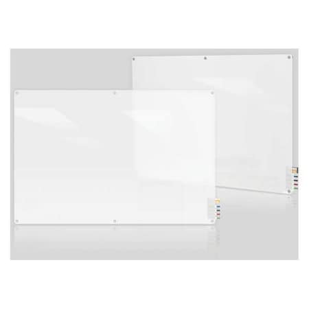 Ghent Dry Erase Board, Glass, 48 in, 96 in, No Frame Frame, Frosted White, Gloss HMYRN48FR