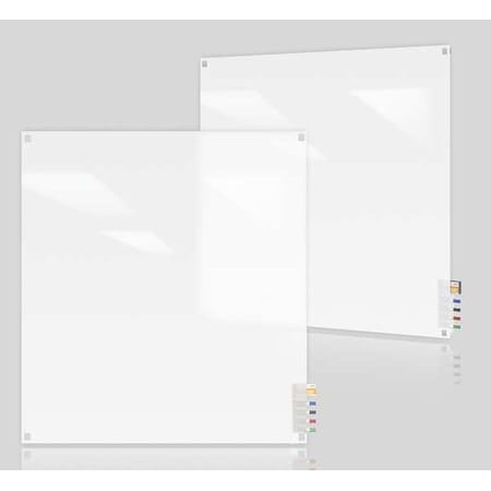 Ghent Dry Erase Board, Glass, 48 in, 48 in, No Frame Frame, Frosted White, Gloss HMYSN44FR