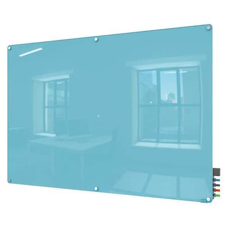 Ghent Dry Erase Board, Glass, 48 in, 72 in, No Frame Frame, Blue, Gloss HMYRN46BE