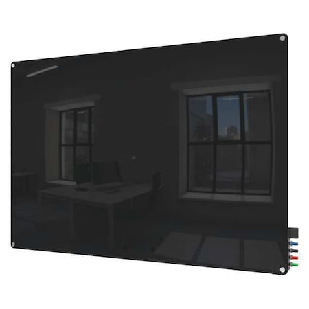 Ghent Dry Erase Board, Glass, 36 in, 48 in, No Frame Frame, Black, Gloss HMYRM34BK