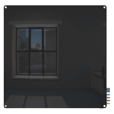 Ghent Dry Erase Board, Glass, 48 in, 48 in, No Frame Frame, Black, Gloss HMYRM44BK