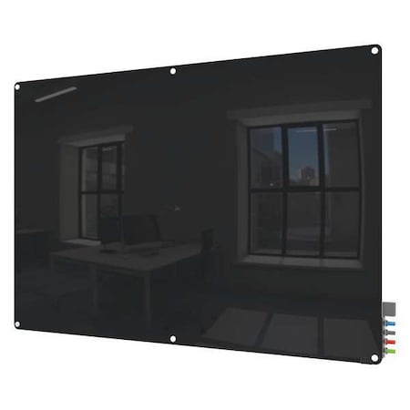 Ghent Dry Erase Board, Glass, 48 in, 72 in, No Frame Frame, Black, Gloss HMYRM46BK