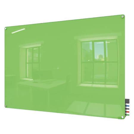 Ghent Dry Erase Board, Glass, 24 in, 36 in, No Frame Frame, Green, Gloss HMYRM23GN