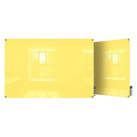Ghent Dry Erase Board, Glass, 36 in, 48 in, No Frame Frame, Yellow, Gloss HMYSN34YW