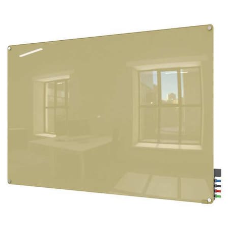 Ghent Dry Erase Board, Glass, 36 in, 48 in, No Frame Frame, Beige, Gloss HMYRN34BG