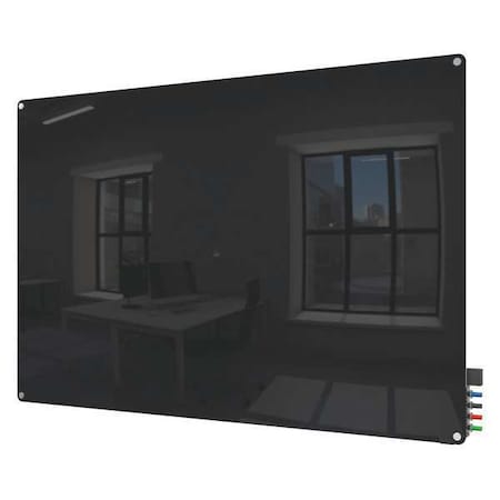 Ghent Dry Erase Board, Glass, 24 in, 36 in, No Frame Frame, Black, Gloss HMYRN23BK