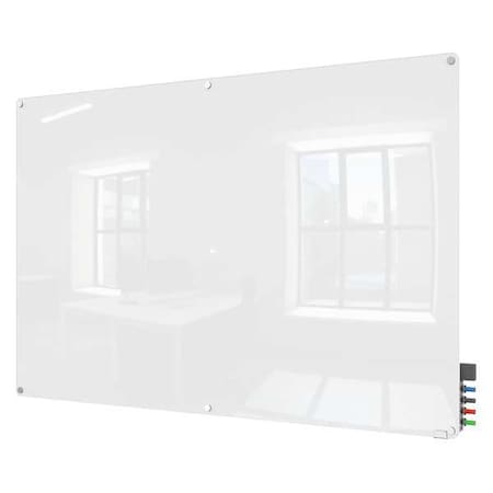 Ghent Dry Erase Board, Glass, 48 in, 72 in, No Frame Frame, White, Gloss HMYRN46WH