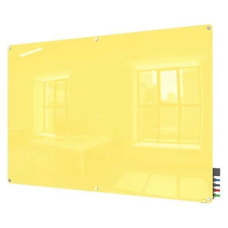 Ghent Dry Erase Board, Glass, 48 in, 72 in, No Frame Frame, Yellow, Gloss HMYRN46YW