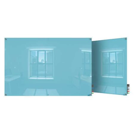 Ghent Dry Erase Board, Glass, 36 in, 48 in, No Frame Frame, Blue, Gloss HMYSN34BE