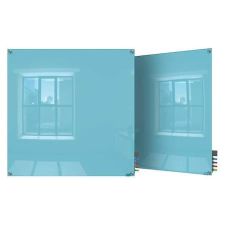 Ghent Dry Erase Board, Glass, 48 in, 48 in, No Frame Frame, Blue, Gloss HMYSN44BE