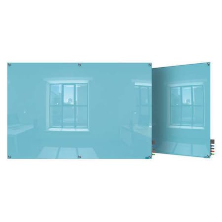 Ghent Dry Erase Board, Glass, 48 in, 72 in, No Frame Frame, Blue, Gloss HMYSN46BE