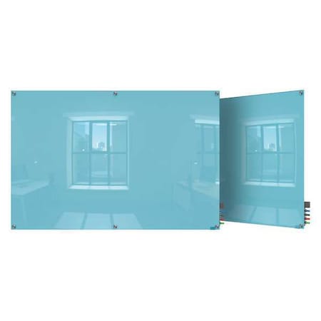 Ghent Dry Erase Board, Glass, 48 in, 96 in, No Frame Frame, Blue, Gloss HMYSN48BE