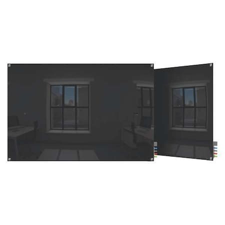 Ghent Dry Erase Board, Glass, 36 in, 48 in, No Frame Frame, Black, Gloss HMYSN34BK