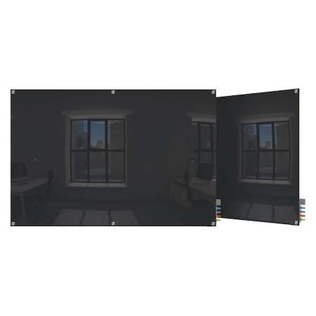 Ghent Dry Erase Board, Glass, 48 in, 72 in, No Frame Frame, Black, Gloss HMYSN46BK