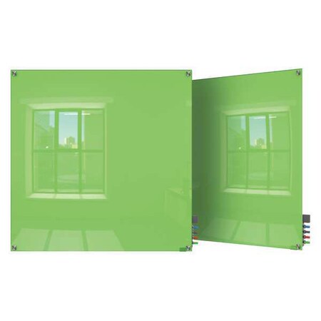 Ghent Dry Erase Board, Glass, 48 in, 48 in, No Frame Frame, Green, Gloss HMYSN44GN