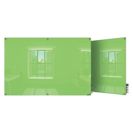Ghent Dry Erase Board, Glass, 48 in, 72 in, No Frame Frame, Green, Gloss HMYSN46GN