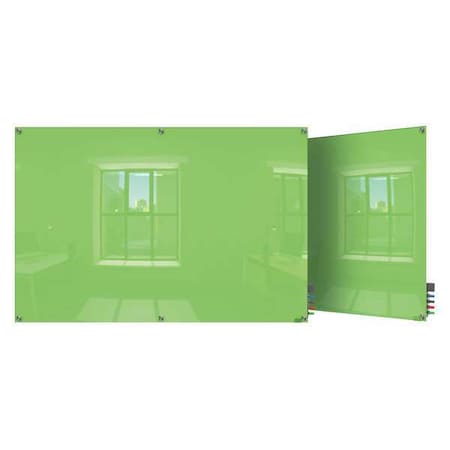Ghent Dry Erase Board, Glass, 48 in, 96 in, No Frame Frame, Green, Gloss HMYSN48GN