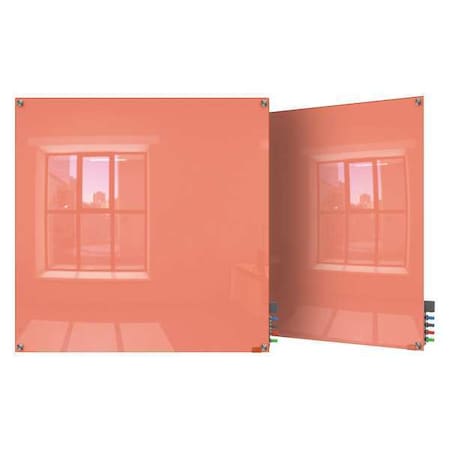 Ghent Dry Erase Board, Glass, 48 in, 48 in, No Frame Frame, Peach, Gloss HMYSN44PH