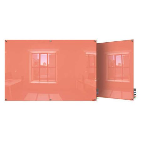Ghent Dry Erase Board, Glass, 48 in, 96 in, No Frame Frame, Peach, Gloss HMYSN48PH