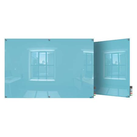 Ghent Dry Erase Board, Glass, 48 in, 72 in, No Frame Frame, Blue, Gloss HMYSM46BE