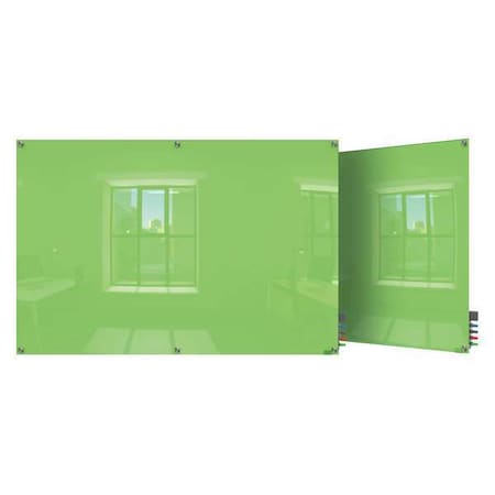 Ghent Dry Erase Board, Glass, 48 in, 96 in, No Frame Frame, Green, Gloss HMYSM48GN