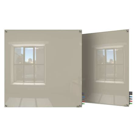 Ghent Dry Erase Board, Glass, 48 in, 48 in, No Frame Frame, Gray, Gloss HMYSM44GY