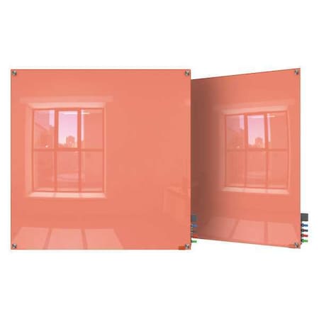 Ghent Dry Erase Board, Glass, 48 in, 48 in, No Frame Frame, Peach, Gloss HMYSM44PH