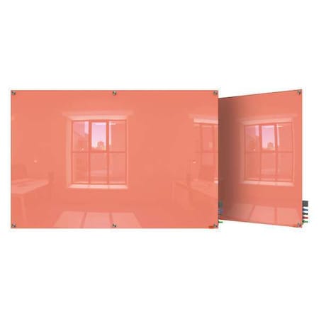 Ghent Dry Erase Board, Glass, 48 in, 96 in, No Frame Frame, Peach, Gloss HMYSM48PH