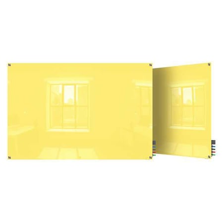 Ghent Dry Erase Board, Glass, 24 in, 36 in, No Frame Frame, Yellow, Gloss HMYSM23YW