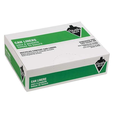 Tough Guy 33 Gal Recycled Material Trash Bags, 33 in x 39 in, Super Heavy-Duty, 1.5 mil, Clear, 100 Pack 38EU70