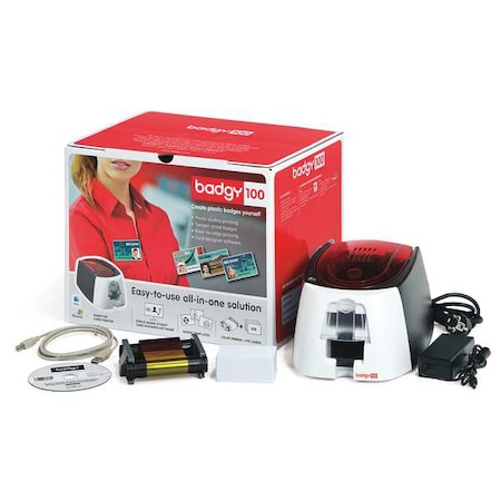 Badgy ID Card Printer, 30 mil, 5-25/32 in. H B12U0000RS