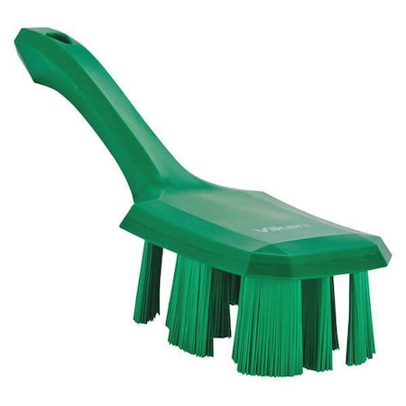Vikan 2 7/8 in W Scrub Brush, Stiff, 5 3/4 in L Handle, 4 3/4 in L Brush, Green, Plastic, 10 in L Overall 41792