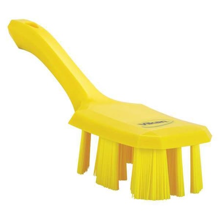 Vikan 2 7/8 in W Scrub Brush, Stiff, 5 3/4 in L Handle, 4 3/4 in L Brush, Yellow, Plastic 41796