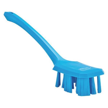 Vikan 2 7/8 in W Scrub Brush, Stiff, 11 1/4 in L Handle, 4 3/4 in L Brush, Blue, Plastic 41963